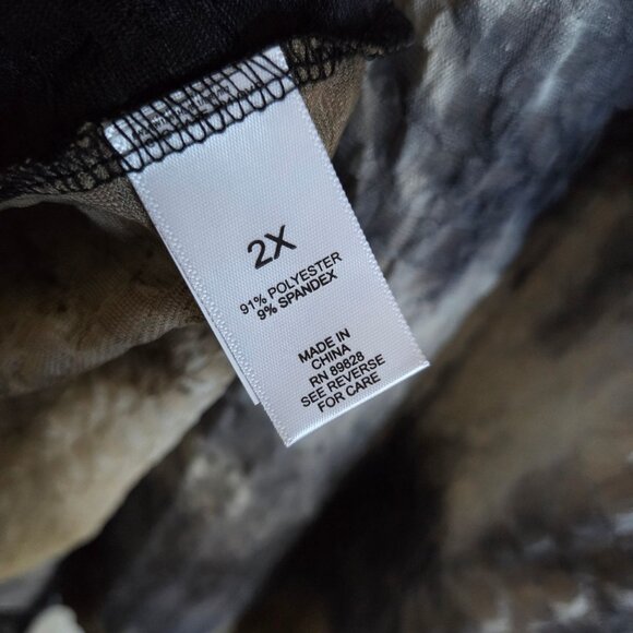 LOGO by Lori Goldstein Textured Tie Dye Tunic Top Black/Multi 3/4 Sleeve 2X NWOT - Picture 9 of 10